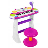 Elektronikus játék zongora ülőkével Inlea4Fun MUSICAL KEYBORD - rózsaszín 