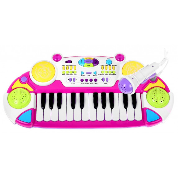 Elektronikus játék zongora ülőkével Inlea4Fun MUSICAL KEYBORD - rózsaszín