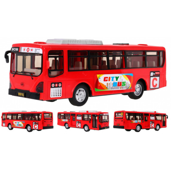 Játék autóbusz Inlea4Fun CITYBUS - Piros