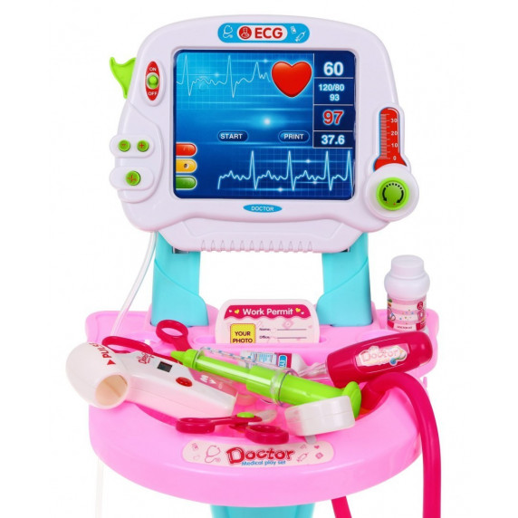Orvosi kocsi gyerekeknek Inlea4Fun Doctor EKG - rózsaszín