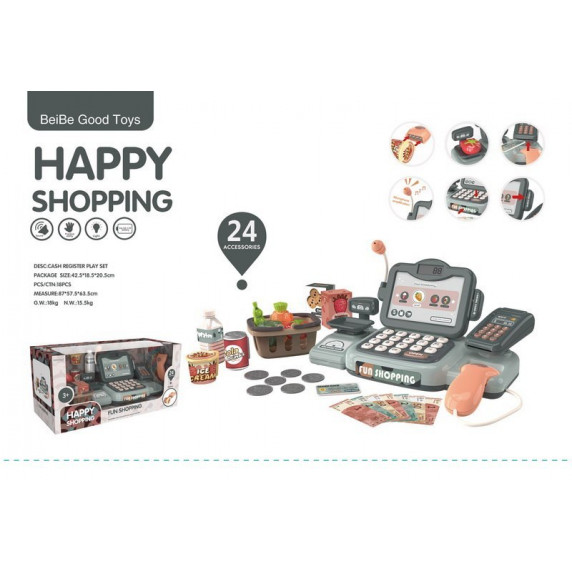 Játék pénztárgép kiegészítőkkel Inlea4Fun HAPPY SHOPPING 
