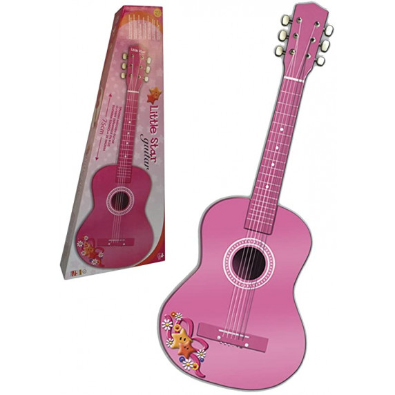 Játék fa gitár gyerekeknek 75 cm REIG Madera Rózsaszín