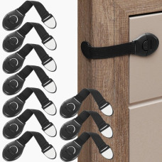 Biztonsági szekrényzár, fiókzár, ajtó retesz 10 darab - Fekete Előnézet