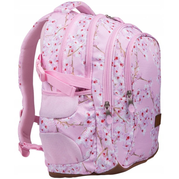 Iskolai hátizsák 4 rekeszes ST.RIGHT BP-01-KWIAT-WISNI Flowers pink