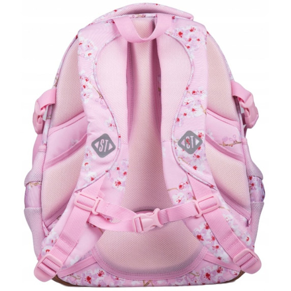 Iskolai hátizsák 4 rekeszes ST.RIGHT BP-01-KWIAT-WISNI Flowers pink